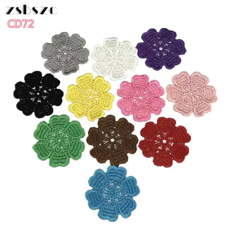 New Multicolor Knitted Flower Embroidery Clothing Temporary Lace 5cm Embroidery Decal CD72