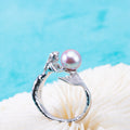 Sr070885 DIY 6-8mm Natural Freshwater Pearl Ring Accessory 925 Sterling Silver Sized Ring Engagement Jewelry Ring for Women