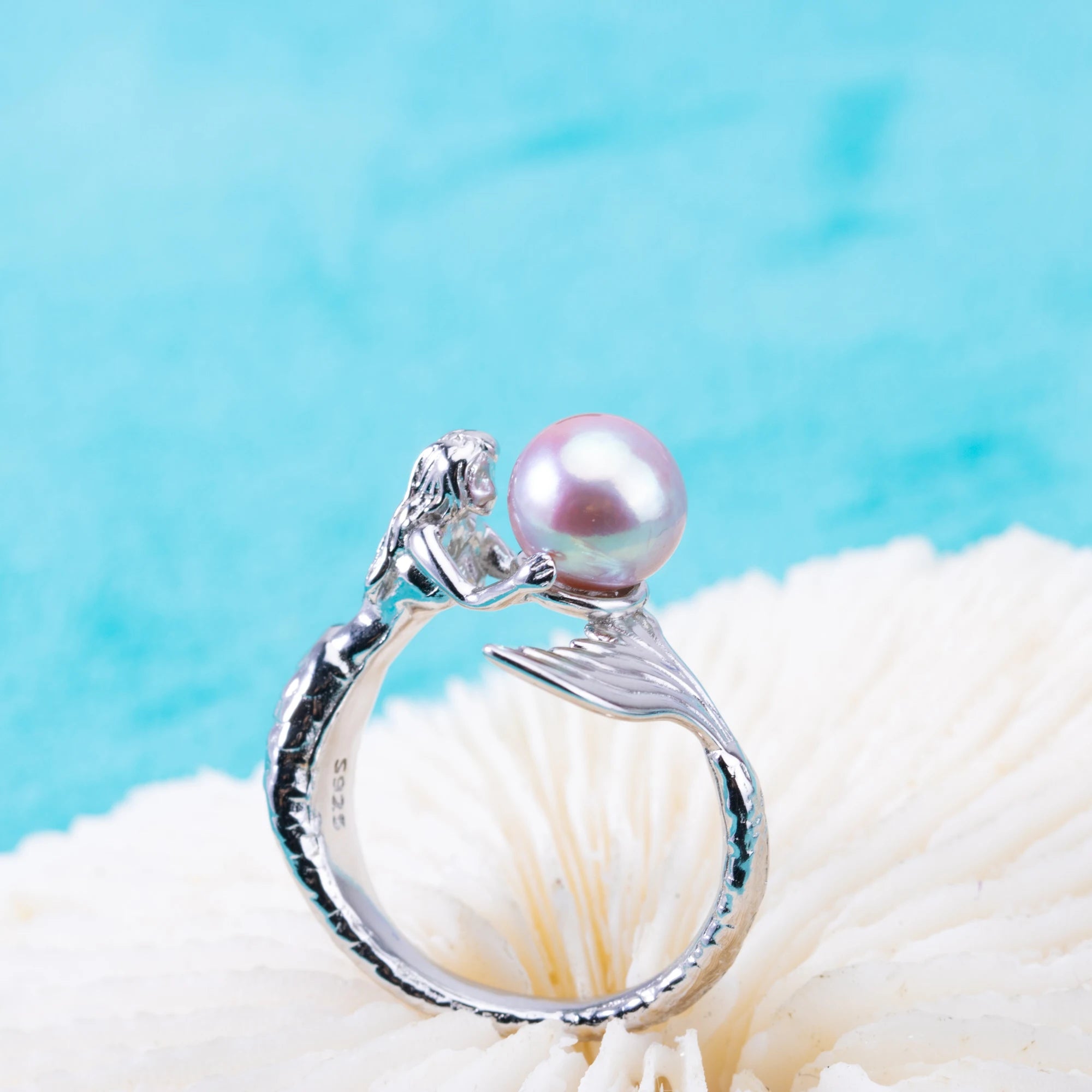 Sr070885 DIY 6-8mm Natural Freshwater Pearl Ring Accessory 925 Sterling Silver Sized Ring Engagement Jewelry Ring for Women