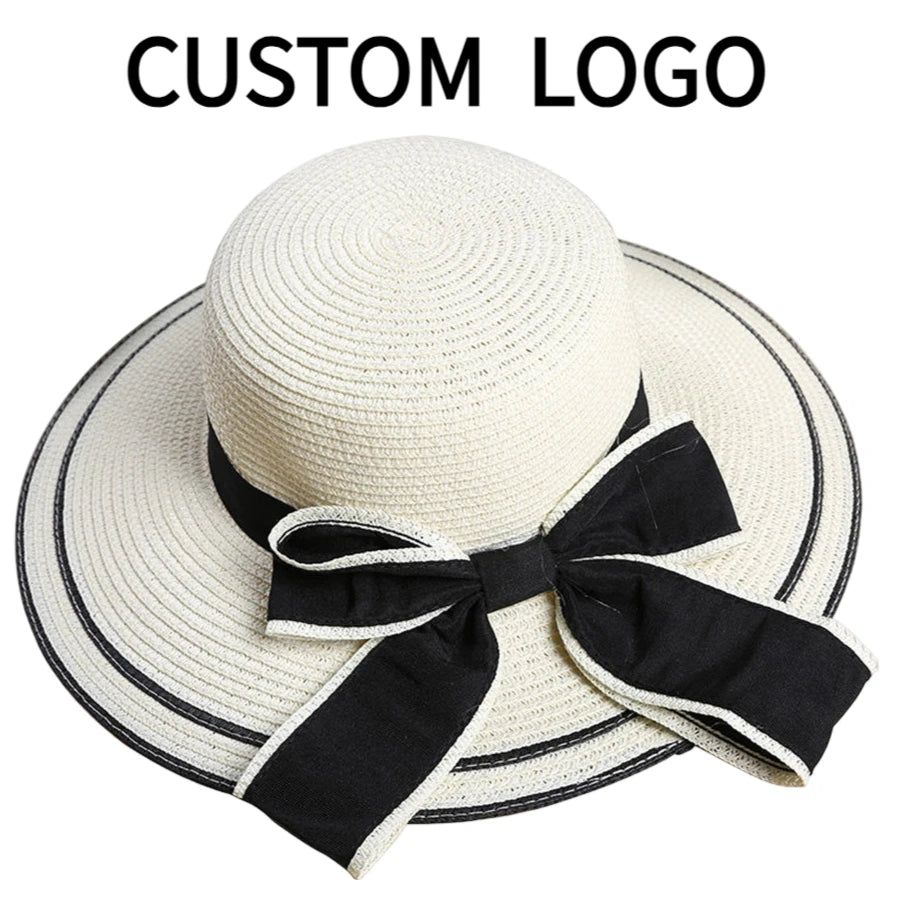 WoZhen Distributor Spring Sunshade Cap Straw Hats Summer Women Bow Decor
