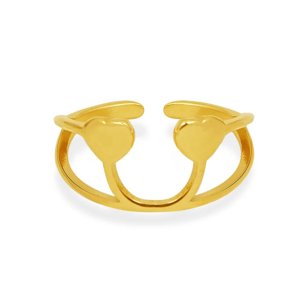 Fashion Trends Ins Cold Style Light Luxury Retro Heart Ring Titanium Steel Plated 18K Real Gold Trendy Fashion Hand Jewelry Ring