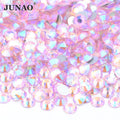 JUNAO Factory Sales SS8 SS10 SS12 SS16 SS20 Strass Beads Glass Crystal Stones Light Rose AB Flatback Rhinestone for Clothes
