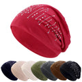 Rhinestone Beanie Hats for Men Women Slouchy Beanie Hip-Hop Caps Light Weight Soft Skull Caps for Chemo Sleep