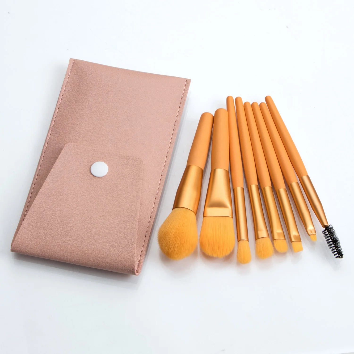 8pcs Matte Wooden Mini Professional Makeup Brushes Portable Soft Hair Beauty Tools for Mascara Concealer and Eye Application