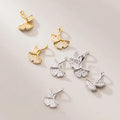 9.5mm Mini Golden 925 Sterling Silver CZ Ginkgo Leaf Charm  Pendant for Jewelry Making Supplies