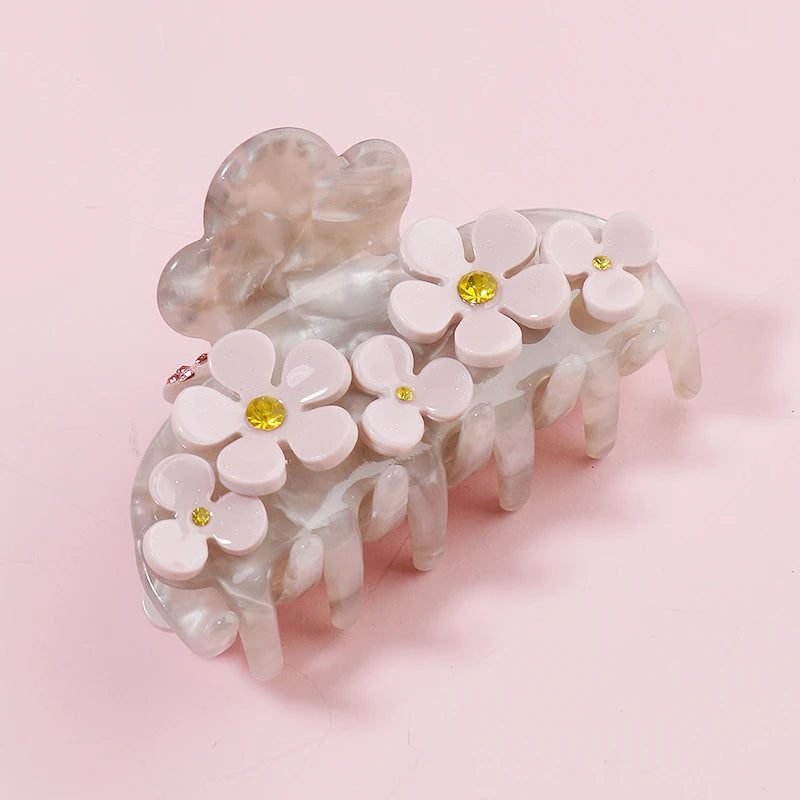 Midairy Factory OEM ODM Korean Style Flower Hair Claws Clip Rhinestone Hair Accessories Girls CSFZ0504