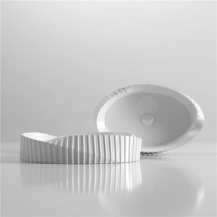 Modern Hotel Creative Design Glossy White Oval Counter Top Vessel Bathroom Sinks Ceramic Art Basin with Self Cleaning Glaze
