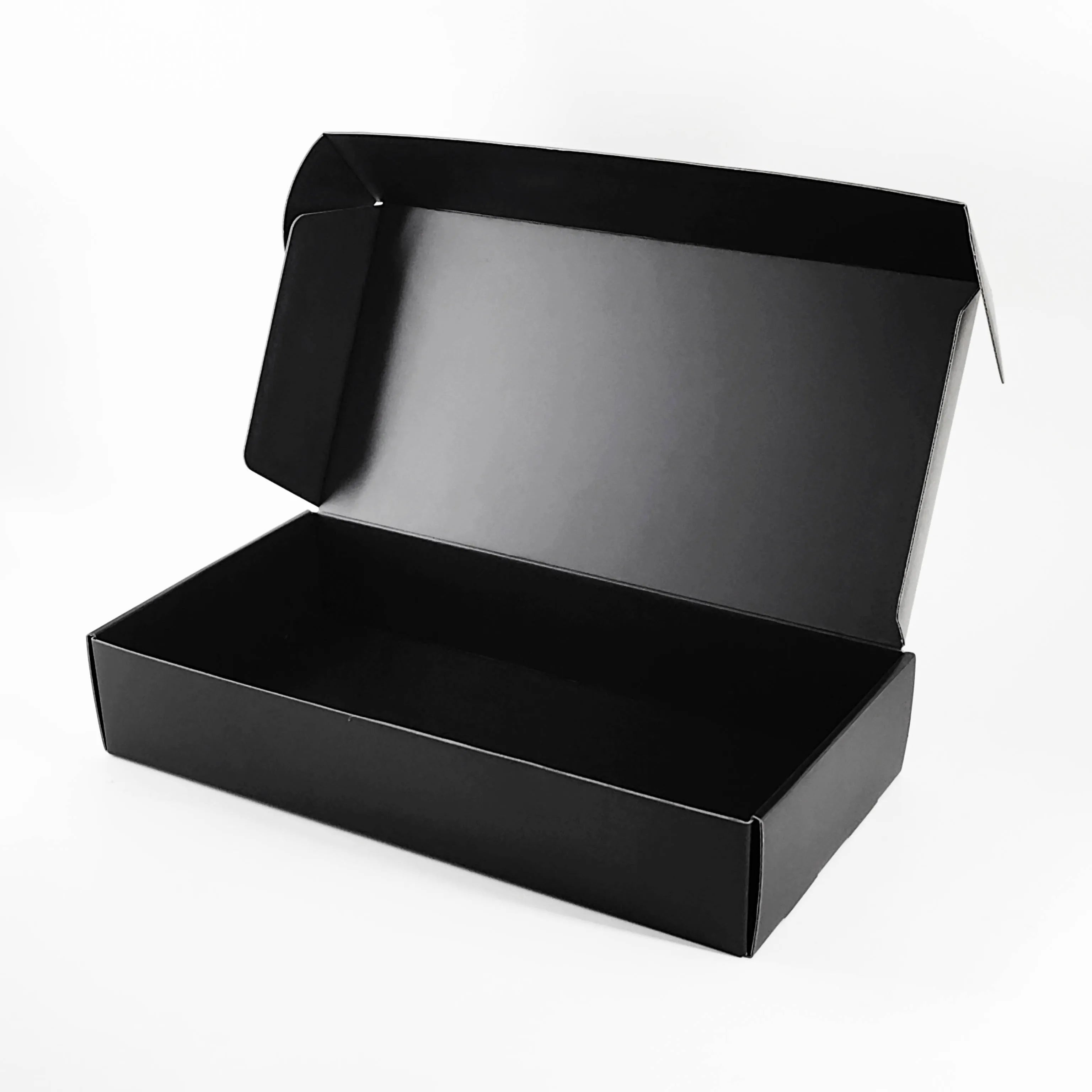 Durable Foldable Shoe Corrugated Packaging Black Shipping Mailer Custom Apparel Clothes Box