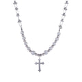 Hiphop Jewelry Stainless Steel Beaded Men's Pearl Necklace with Cross