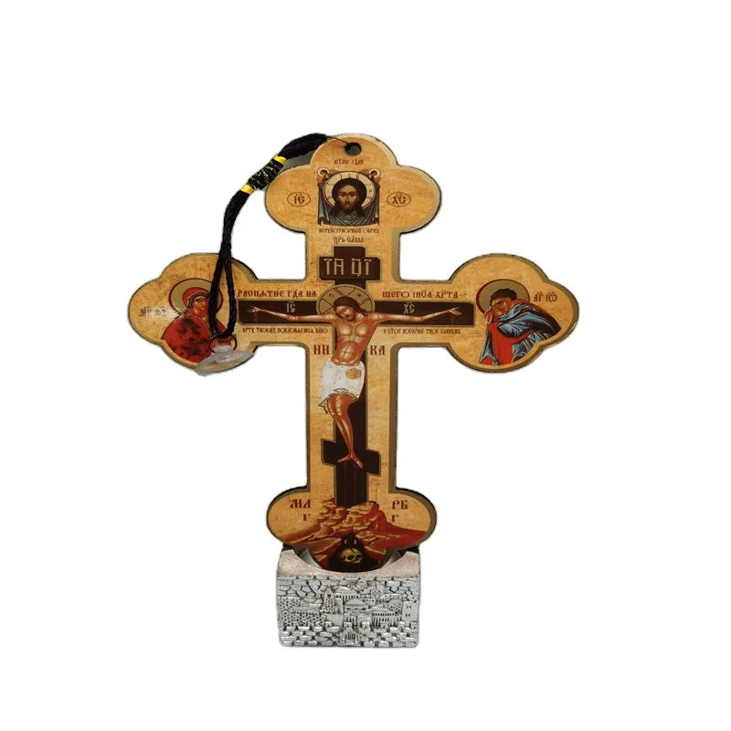 Latest Hot Selling Orthodox Cross Unique Design Cross Pendant Inlaid Wood Grain Cross Men's Pendant