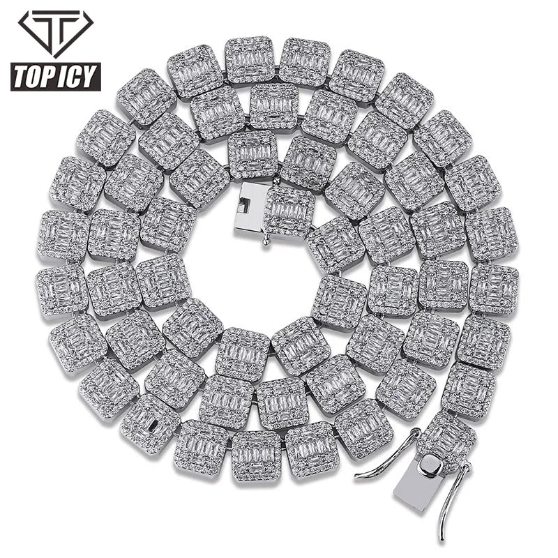 10mm Chains Men Tennis Necklace Gold Silver Color Iced Out Cubic Zirconia Bling Hiphop Mens Jewellery Necklace Chain