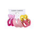 Korean Sweet Girl Dating Charm Acrylic Resin Lucite Drop Earrings Set for Anniversary-5 Pairs