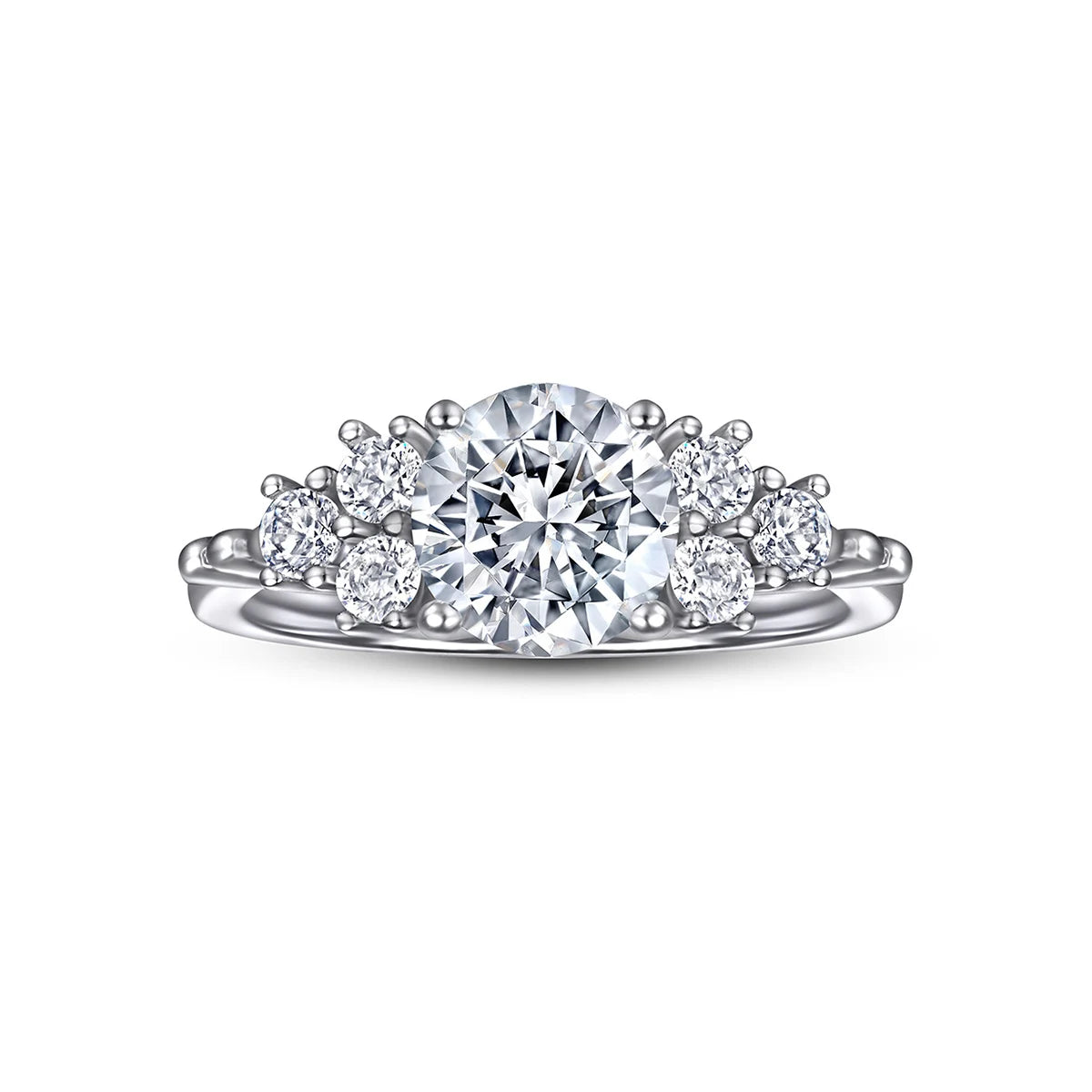 Wholesale S925 Sterling Silver Engagement Ring With Platinum Plated Manufacturers' Proposal Simulation Ring