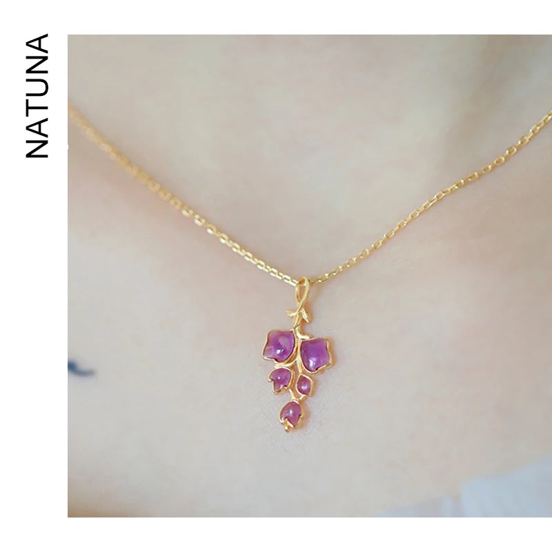 2023 NATUNA Dream Amethyst Enamel Drop Glaze Temperament Necklace 925 Silver Necklace for Women Jewelry for Mother Day