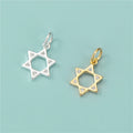 8.8mm Vintage 925 Sterling Silver Micro Zircon Hollow Hexagram Charm Pendants for Jewelry Making Finding