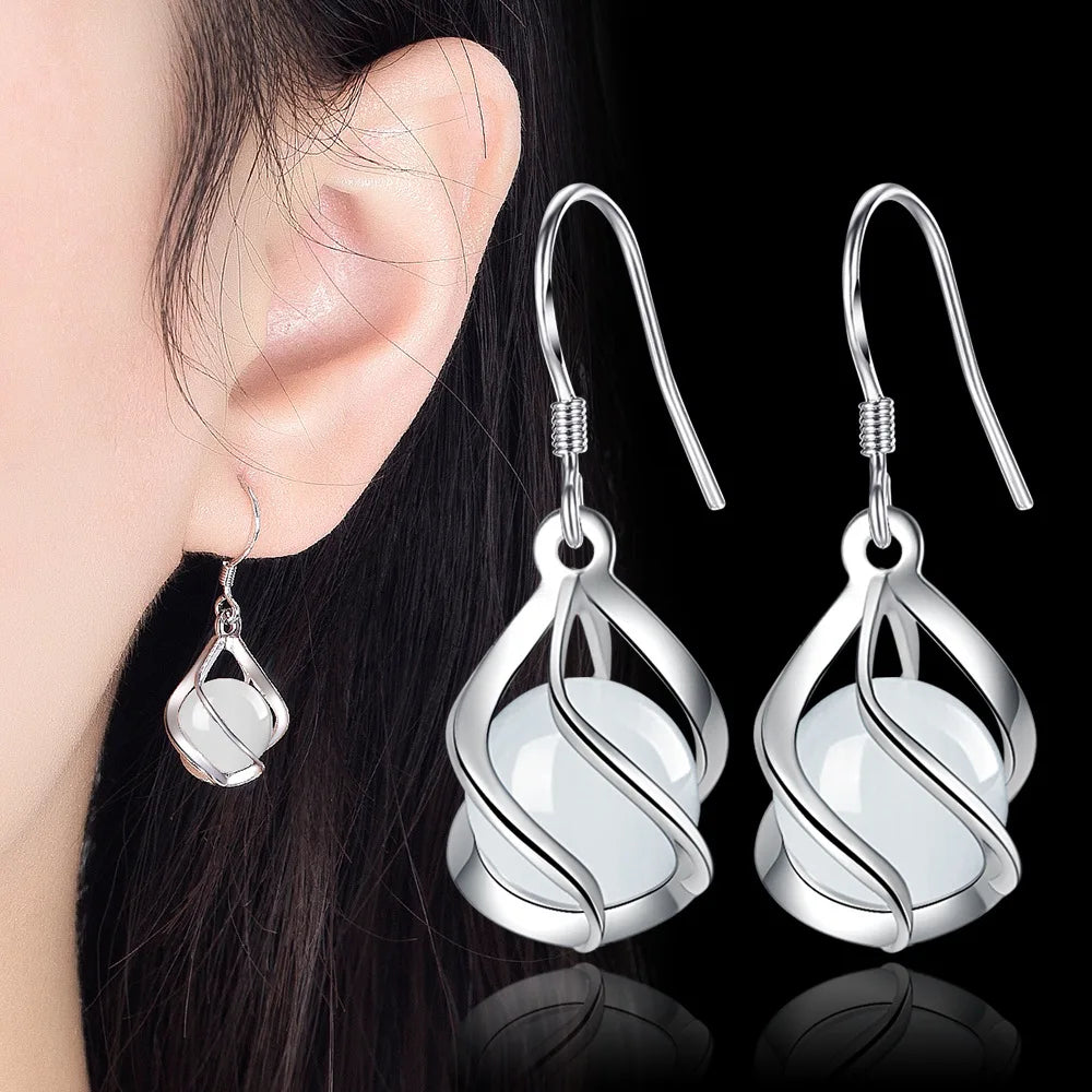Chinese Wind Water Drop Earrings Restoring Ancient Ways Fashion Temperament Opal Eardrop