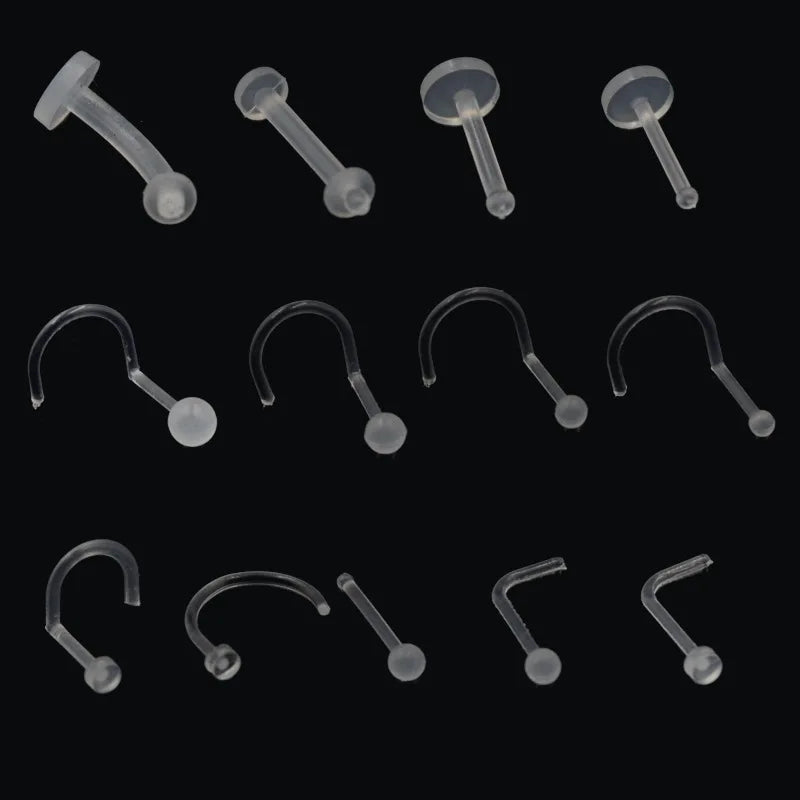 Acrylic Plastic Soft Rod Earrings Transparent Invisible Nasal Nails Eyebrow Nails Human Body Piercing Jewelry