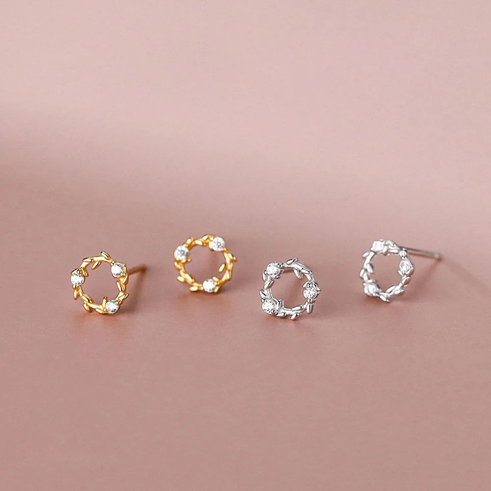 2024 Newest Style Inlaid Zircon Flower Wreath S925 Sterling Silver Stud Earrings for Women Jewelry Accessories YB-XY-056