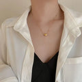 18K Gold Plated Link Chain Heart Necklace for Women Minimalist Love Stainless Steel Jewelry Trendy Style for Wedding or Gift