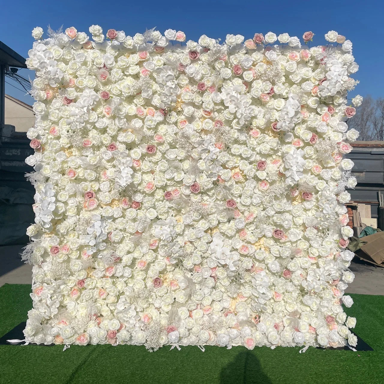 White 5D Cloth Artificial Flower Wall Background Wall Outdoor Wedding Decoration Background Wall