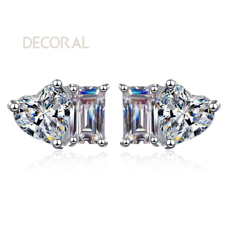 D Color 925 Sterling Silver Stud Earrings Radiant Cut Emerald  Cut Various Sizes Moissanite Earrings for Women