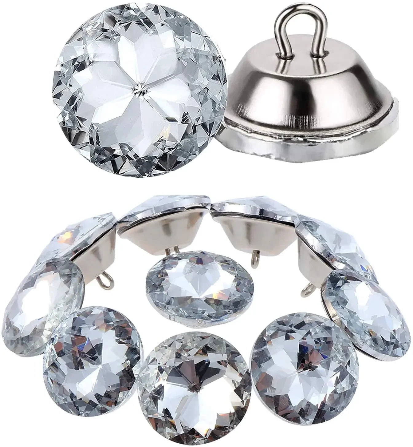 Sofa Headboard Rhinestone Crystal Button Decoration Crystal Button Clear Glass Metal Ring Bottom Glass Crystal Decoration Button