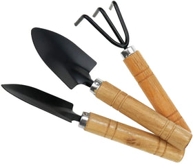 3 Piece Hand Suit Small Iron Wood Grip Shovel Rake Spade Succulent Mini Garden Tool Set