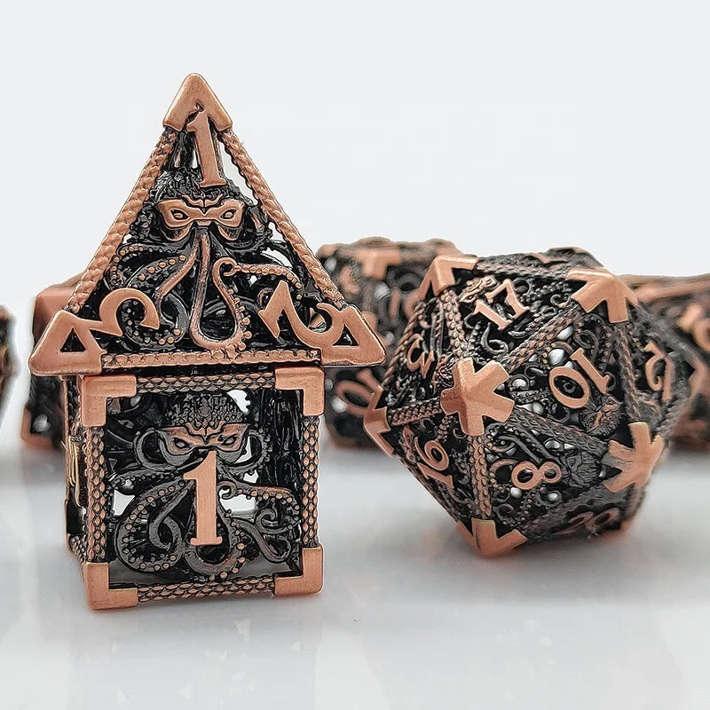 Dancing Demon Octopus Cthulhu Hollow RPG Metal 20-sided DND Polyhedral Dice for Dnd Games