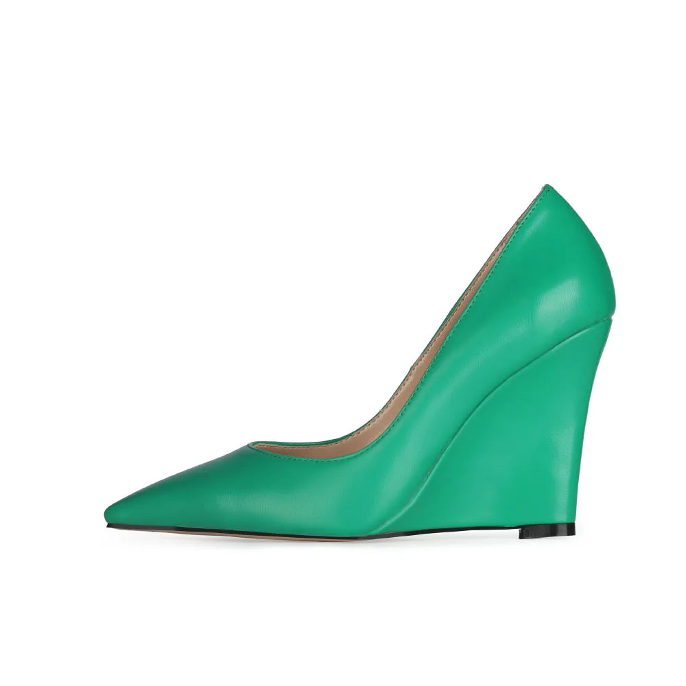 Women's Pointed Toe 10CM Wedge Heel Pumps Anti-Slip Non-Slip Heels for Wedding Party Office All-Season