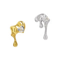 Wuqie New Arrival Creative Gold Plated Silver Irregular Lava Waterdrop Stud Earrings Asymmetric Zircon Earrings