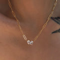 2024 Dazan Autumn Winter Hot New 18k Pvd Gold Plated Stainless Steel Polished Kootd Square Drop Cnc Zircon Paper Clip Necklace