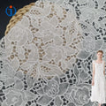 Fashion Knitted White Big Flower Stretch Burn Out Floral 60%Rayon 30%Polyester 10%Spandex Jacquard Lace Fabric for Clothing