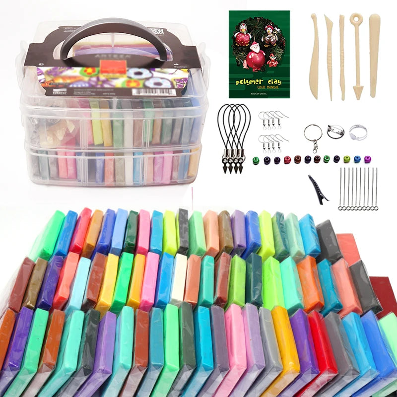 70 Colors Reusable Eco-friendly Container DIY Handmade Soft Magic Oven Bake Polymer Clay Educational Toy Set