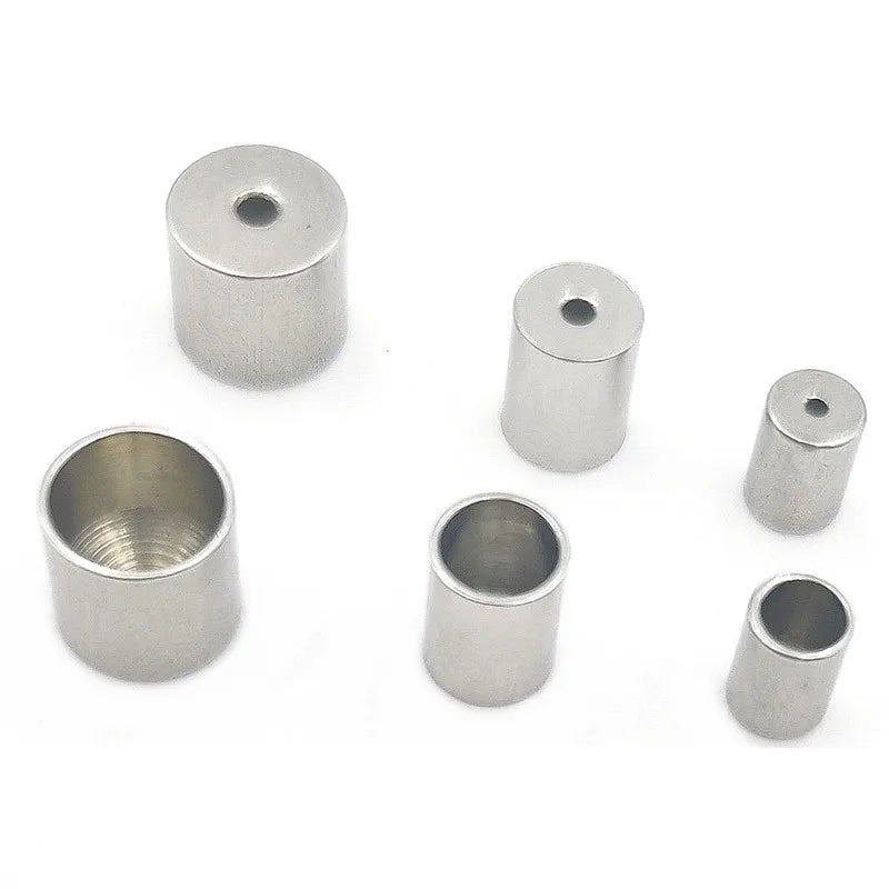 200Pcs Factory Wholesale Price Jewelry Findings Stainless Steel Connect Hole Pipe End Cap for Leather Cord Jewelry Making