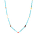 Popular Pearl Charm Blue Beaded Chain Choker Necklace Turquoise Necklace