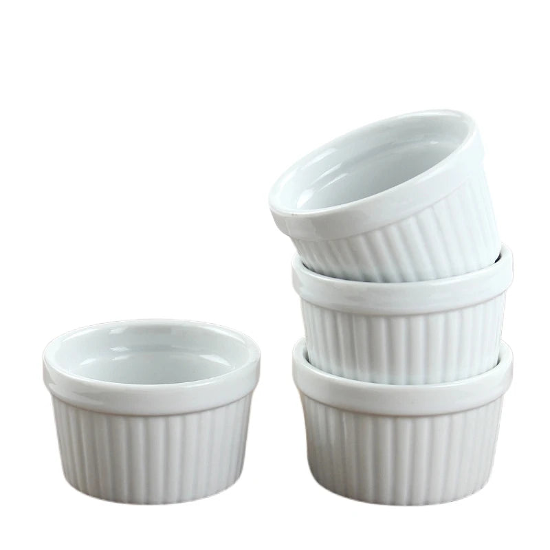 Wholesale Classic White Creme Brulee Porcelain Ramekins Souffle Ramekins Bowls Pudding Custard Cups Ceramic Ramekins for Baking
