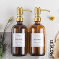8oz 16oz Amber Boston Round Glass Dispenser Bottles Pump Sprayer Sealing Type for Liquid Soap Shampoo Body Lotion