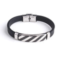 Germany Silver and Black Healthy Hand Polish Wristband Cheap Wholesale Bangles Stainless Steel Silicone Bangle