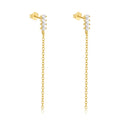 Wholesale Fashion Jewelry 925 Sterling Silver Long Tassel Chain Round Small Zircon Gold Plated Stud Earring Jewelry for Women