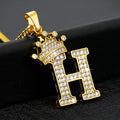 New Women's Stainless Steel Zircon Alphabet Crown Necklace with 26 Gold-Plated Letters Fashionable Chains Jewelry for Gift