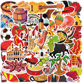 50Pcs Spanish Culture Cartoon Logo Graffiti Stickers for Suitcase Luggage Decor Spain Travel Gift Sticker