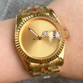 36mm Custom Logo Fluted Bezel Sunburst Gold Mechanical Watch for Men Japan NH35A Movement Luxury OEM Wristwatch Wholesale