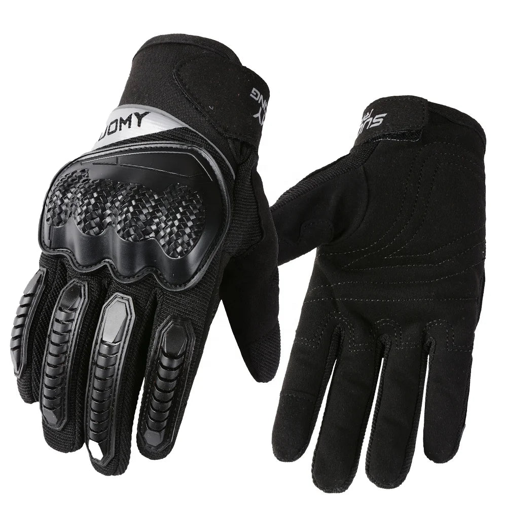 SUOMY Men's Motorcycle Gloves Spring Summer Cycling Gloves Touchscreen Full Finger Motocross Motorcyclist Gloves PVC Protective