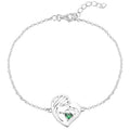 Personalized Colourful Zirconia Heart Bracelets Rhodium Plated Adjustable Chain Custom Women 925 Sterling Silver Bracelet