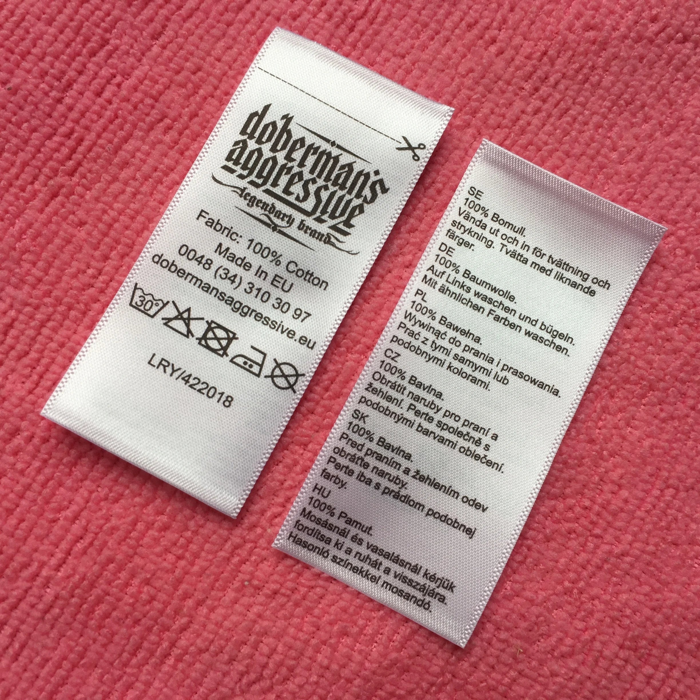 Care Instruction Printing Satin LabelTop Sewing Printing Clothing Label