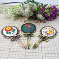 DIY Hand Embroidery Mirror KitsMetal Purse Foldable Round Cross Stitch Kit