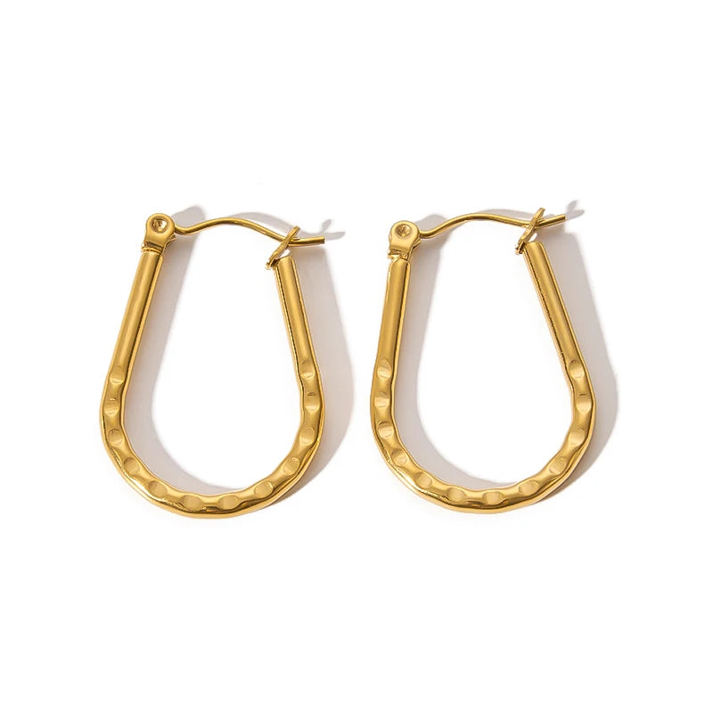 New Arrival 316L Stainless Steel 18K Irregular Shape Oval Hoop Earrings Waterproof Accessories for Women