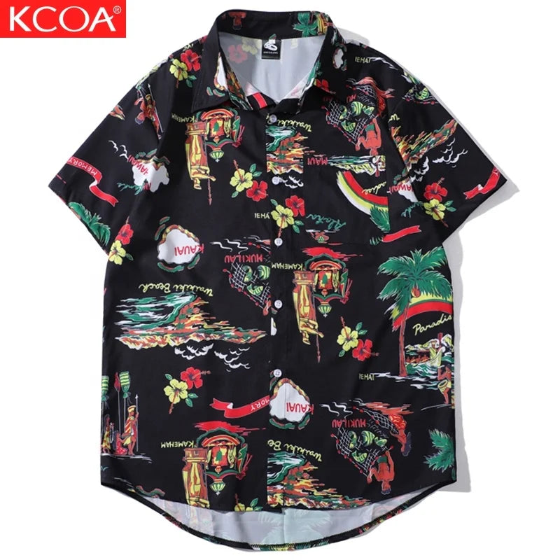 High Quality Casual Shirts Sublimation Printing Hawaiian Shirt Men With Button