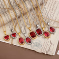 DAIHE Luxury Fashion 18K Gold Plated Stainless Steel Zircon Crystal Necklace Set Water Drop Square Oval Heart Pendant Necklace