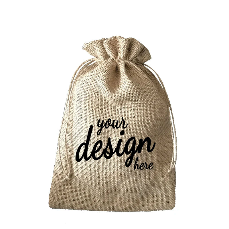 Personalized Burlap Drawstring Bags For Wedding Party Favors Hession Jute Peanut Pouches With Logo